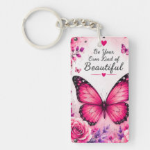 Llavero Floral de Mariposa Rosa Regalo para Ella