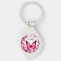 Llavero Floral de Mariposa Rosa Regalo para Ella