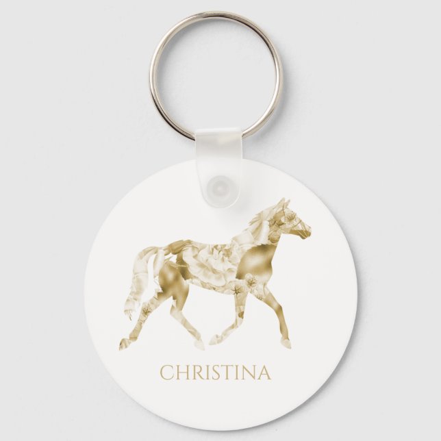 Llavero Floral de oro personalizada de equino Keychain (Anverso)