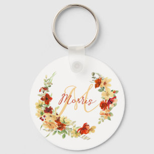 Llavero Floral de otoño personalizado 
