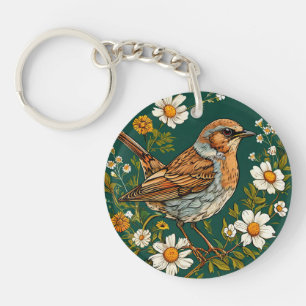 Llavero 🕊️ Floral de Pájaro Naturaleza Estilo Tranquilo