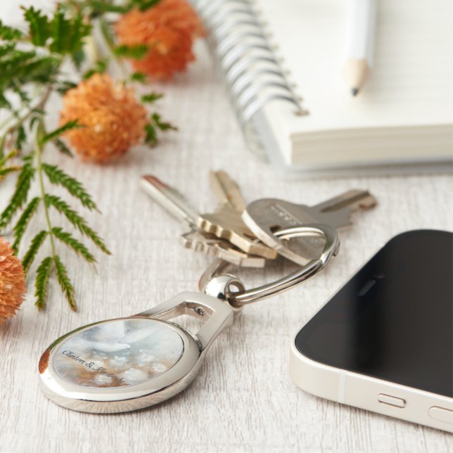 Llavero Floral de Paloma de Boda - Personalizable (Lateral)