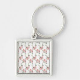 Llavero Floral de rosa rosada Shabby Chic