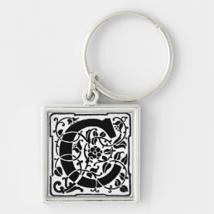 Llavero floral del monograma "C" -
