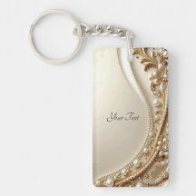 Llavero Floral Dorado Elegante Ornamentado