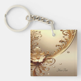 Llavero Floral Dorado Ornamentado