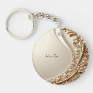 Llavero Floral Dorado Ornamental Elegante