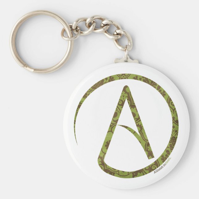 Llavero Floral Green and Brown Atheist Keychain (Frente)