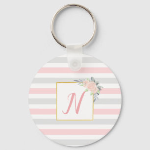 Llavero Floral gris y rosa Rubor personalizada