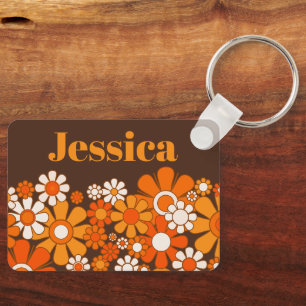 Llavero Floral Groovy Retro 70 personalizada