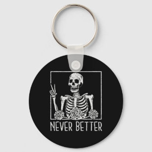 Llavero Floral Halloween Skeleton Beber café nunca será