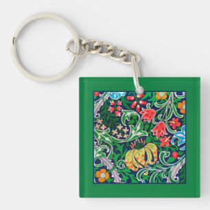 Llavero Floral jacobea de estilo Art Nouveau, verde esmera