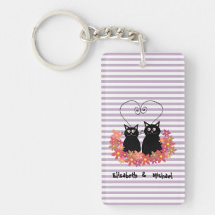 Llavero Floral lindo personalizado gatos adoran pareja per