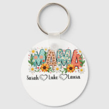 Llavero Floral Mama con nombres de niños