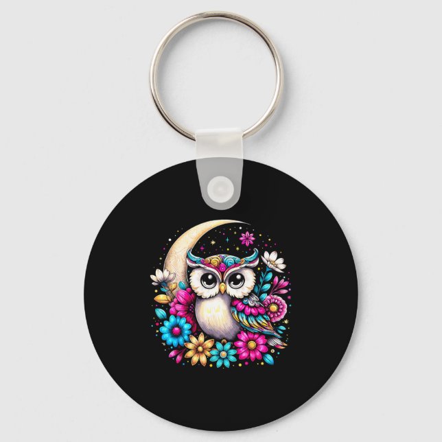 Llavero Floral Owl And Moon  (Anverso)