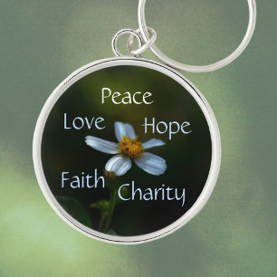 Llavero Floral Peace Love Hope Faith Charity Daisy