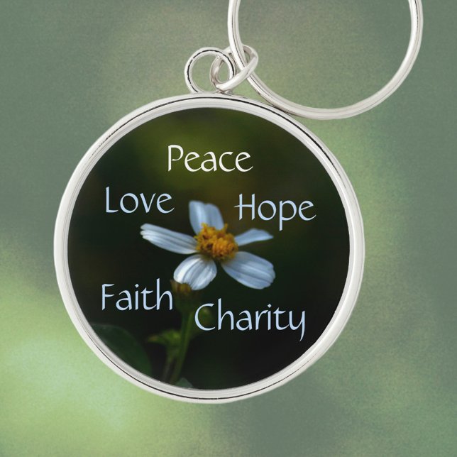 Llavero Floral Peace Love Hope Faith Charity Daisy (Subido por el creador)