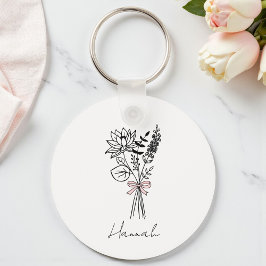 Llavero Floral Personalizado Para Damas de Honor