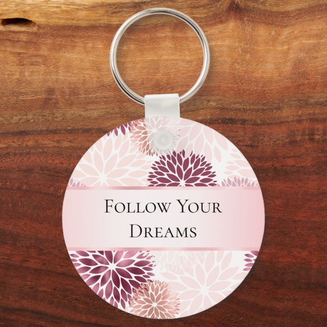 Llavero Floral rosa de Moda elegante (Anverso)