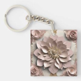 Llavero Floral Rosa polvoriento - Keychain acrílico