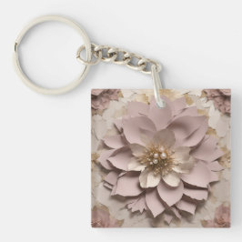 Llavero Floral Rosa polvoriento - Keychain acrílico