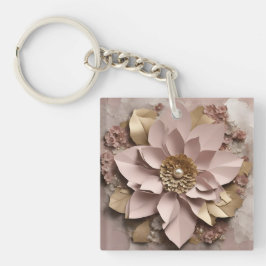 Llavero Floral Rosa polvoriento - Keychain acrílico