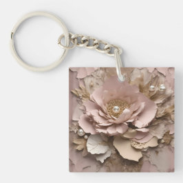 Llavero Floral Rosa polvoriento - Keychain acrílico