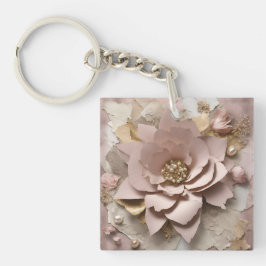 Llavero Floral Rosa polvoriento - Keychain acrílico