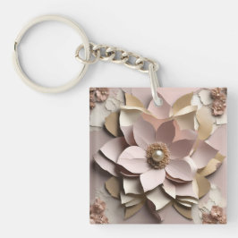 Llavero Floral Rosa polvoriento - Keychain acrílico