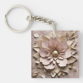 Llavero Floral Rosa polvoriento - Keychain acrílico