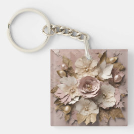 Llavero Floral Rosa polvoriento - Keychain acrílico