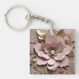 Llavero Floral Rosa polvoriento - Keychain acrílico