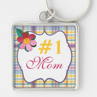 Llavero Floral rosa y amarilla en la plaqueta #1 Keychain 