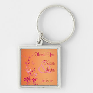 Llavero Floral rosa y Naranja Gracias Keychain