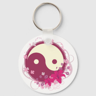 Llavero Floral rosado de Yin Yang