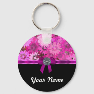 Llavero Floral rosado personalizado