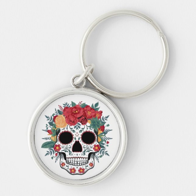 Llavero Floral Sugar Skull (Frente)