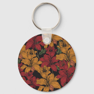 Llavero Floral Tropical, Hermoso Patrón Sin Sangre.