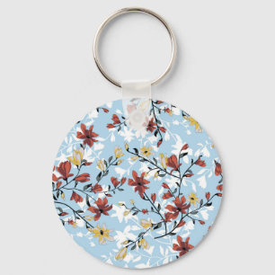 Llavero Floral Vintage: Sencillo fondo de tela.