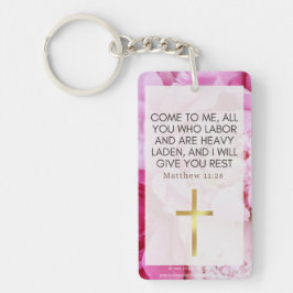 Llavero Floral y fe rosa