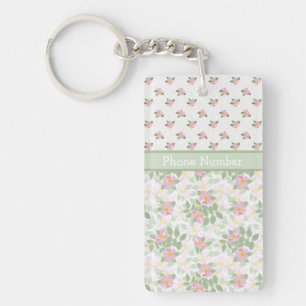 Llavero Florales Rosas de perros mixtos: Keychain para per