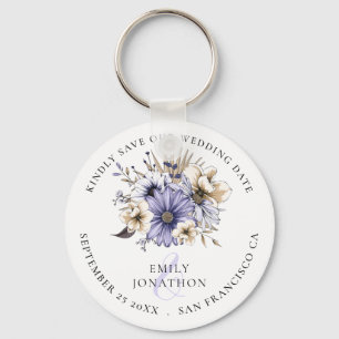 Llavero Florals Lilac Boda Keepsake Guardar la fecha