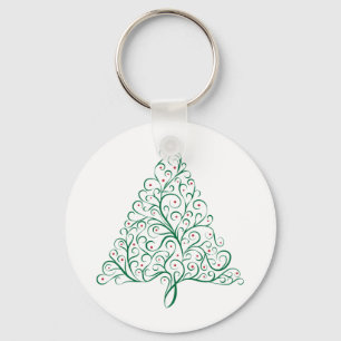 Llavero Florecer árbol de Navidad en rojo y verde