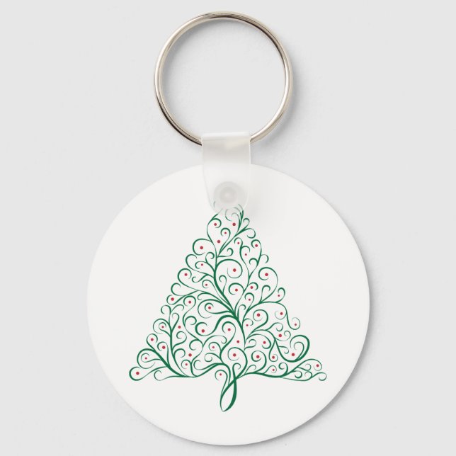 Llavero Florecer árbol de Navidad en rojo y verde (Anverso)