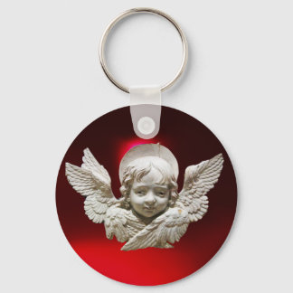 Llavero FLORENTINE RENAISSANCE ANGEL,Gema de rubí rojo