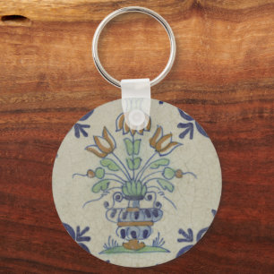 Llavero Florero Antiguo de Delft con Tulipanes Holandeses: