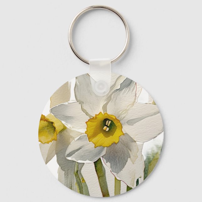 Llavero Flores Acuarela de Iris Modernas (Anverso)