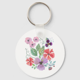 Llavero Flores acuarelas.