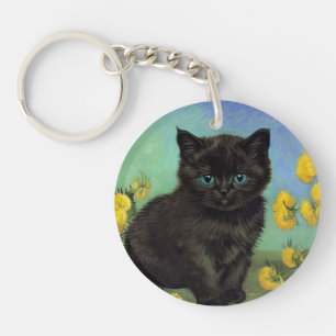 Llavero Flores amarillas de gato negro Van Gogh