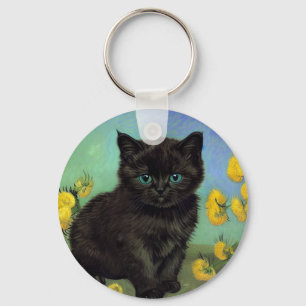 Llavero Flores amarillas de gato negro Van Gogh